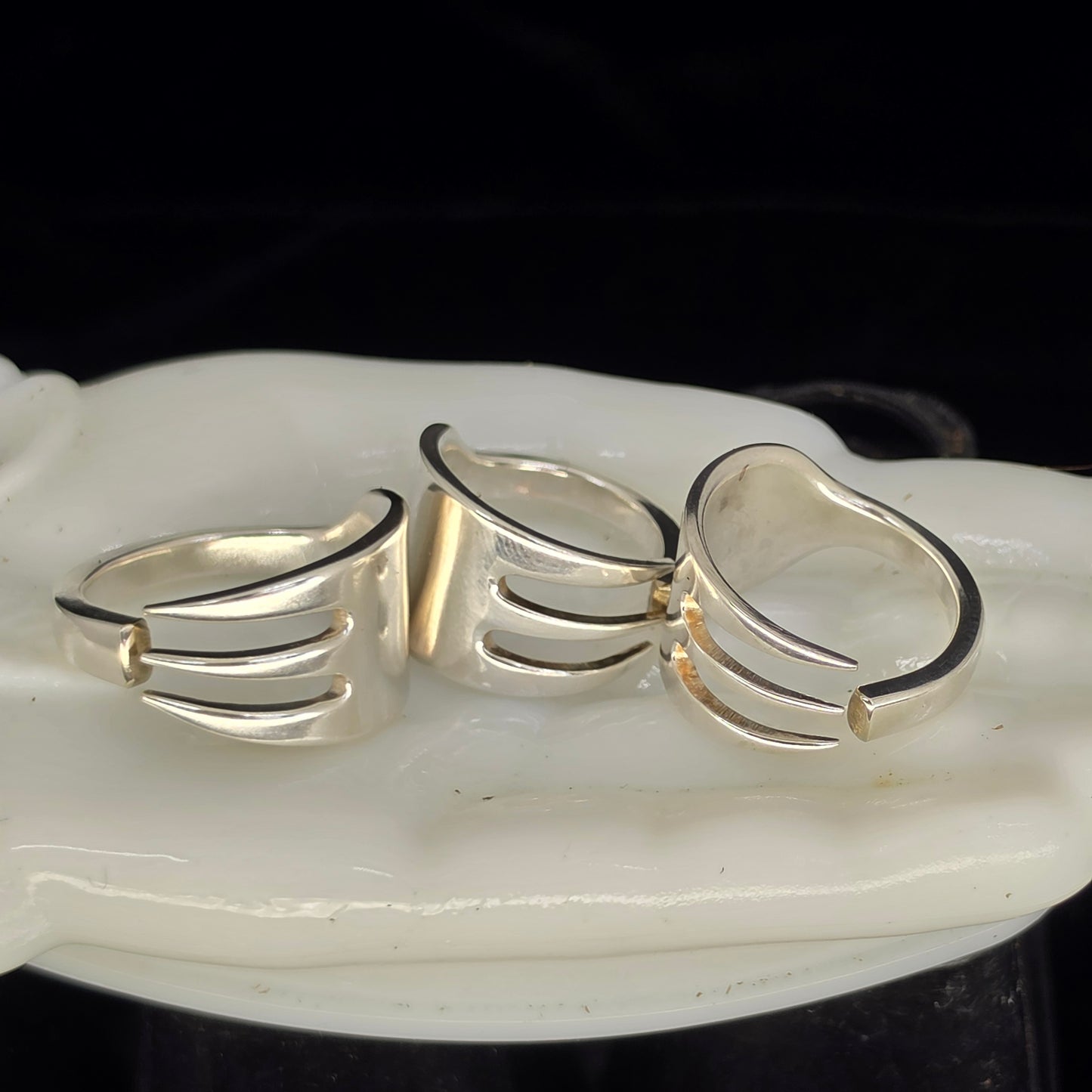 One Fork, Two Rings — Vintage Pickle Fork Matched Ring Sets