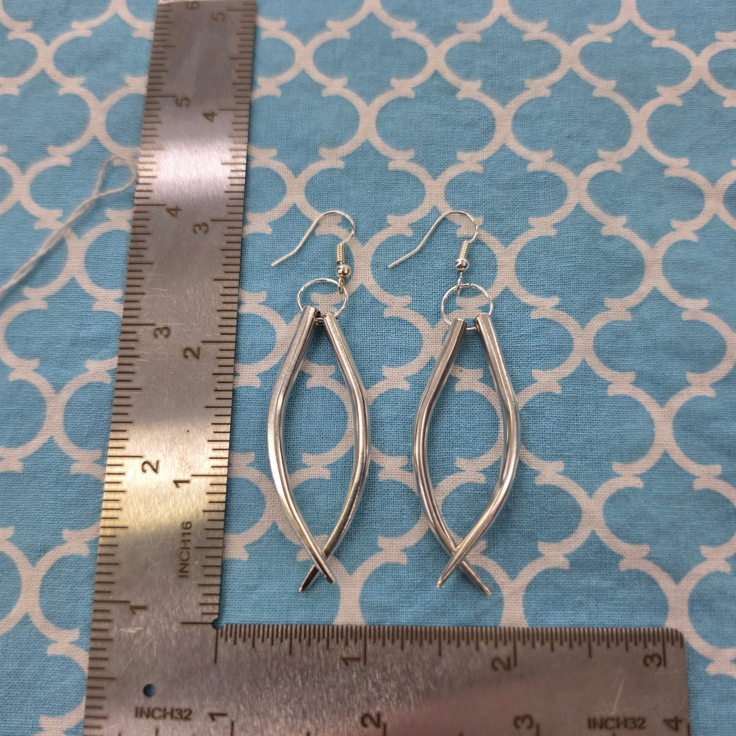 Fork Tine Silver Plate Earrings