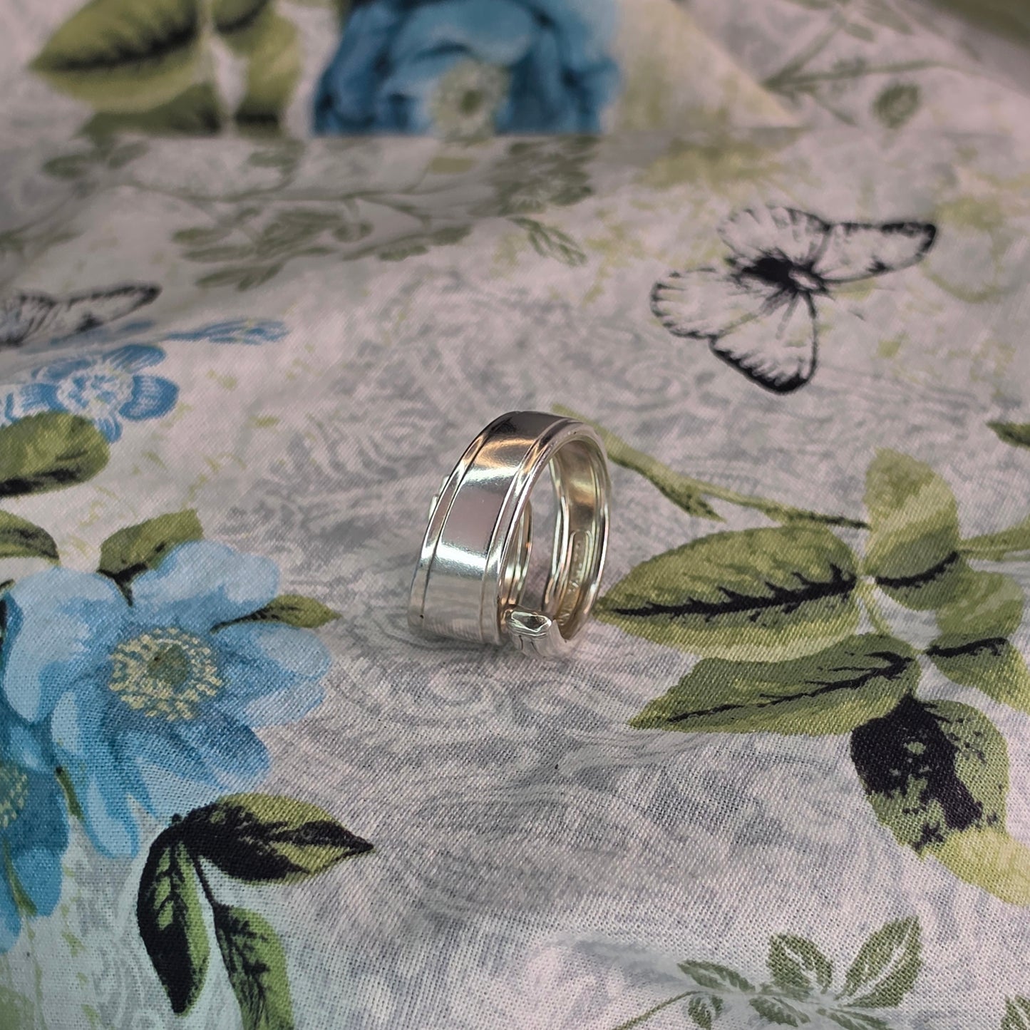Vintage Silver Plate Pattern Spiral Spoon ring - Size 10