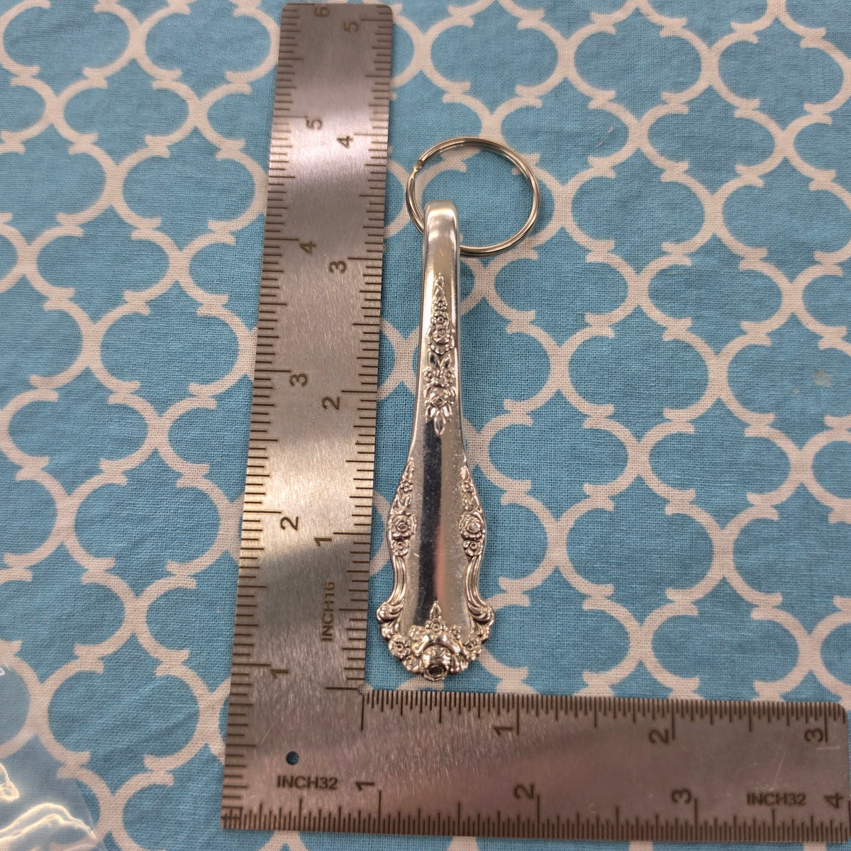 Holiday (1951) Pattern Silver Plated Keychain