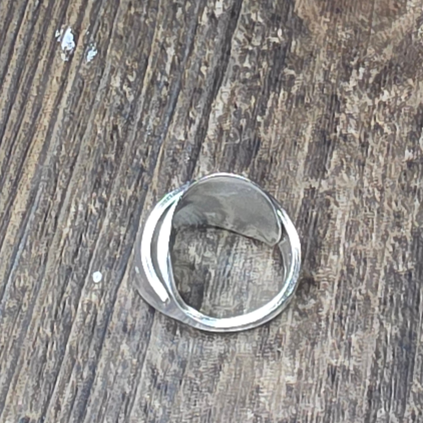 Rose Song Pattern Silver Plate Shield Ring - Size 11