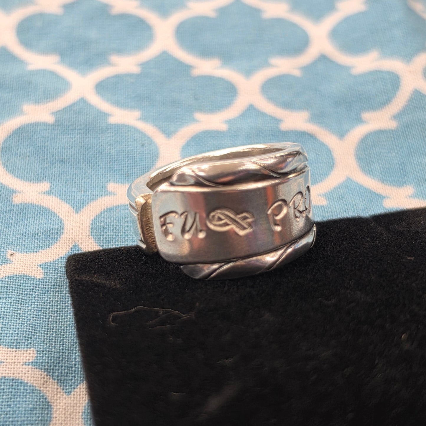 F*^k Prostate Cancer Vintage Silver Plate Spoon Ring