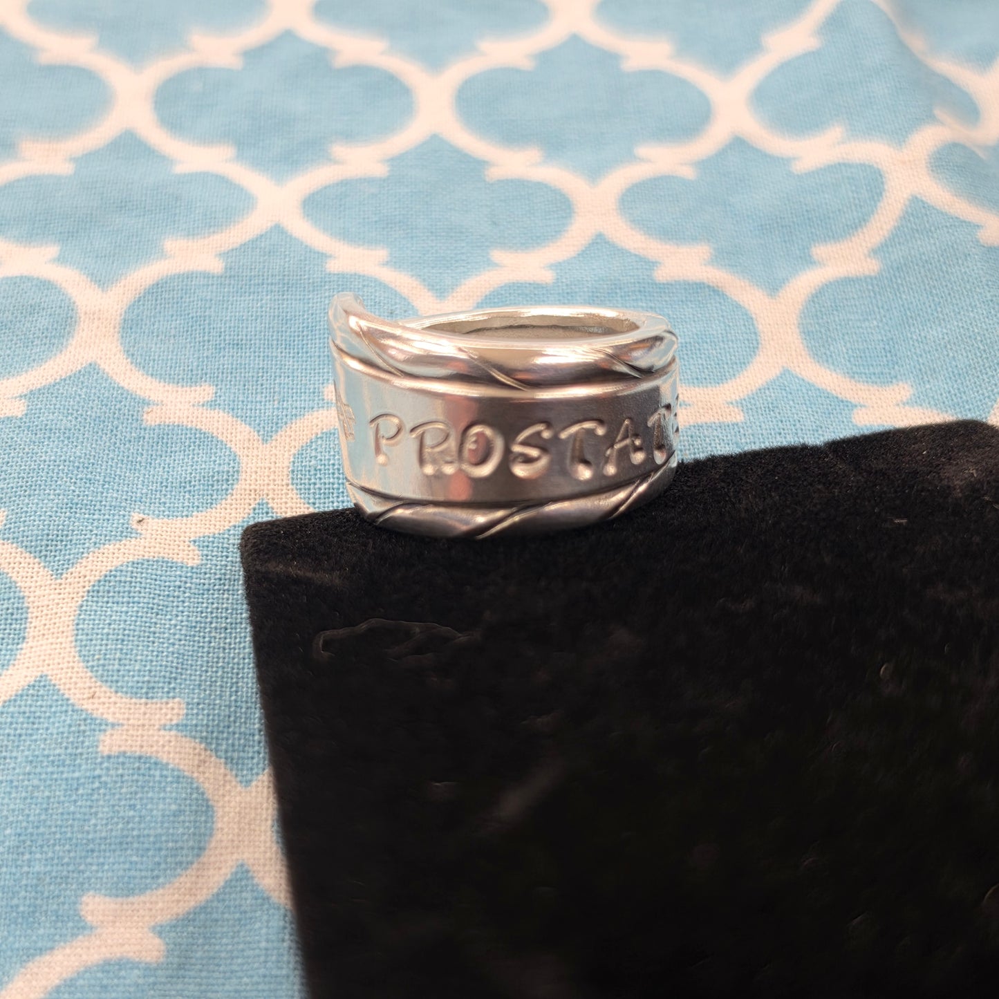 F*^k Prostate Cancer Vintage Silver Plate Spoon Ring