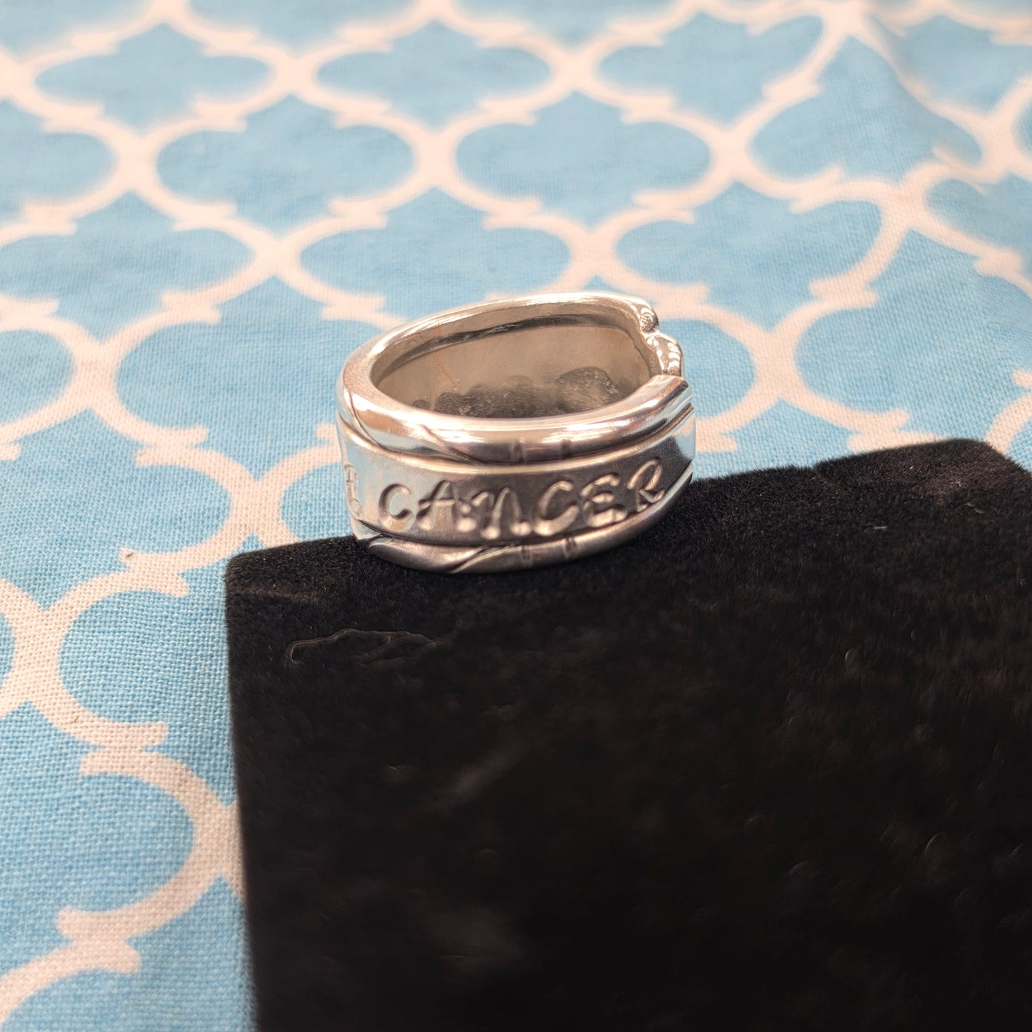 F*^k Prostate Cancer Vintage Silver Plate Spoon Ring
