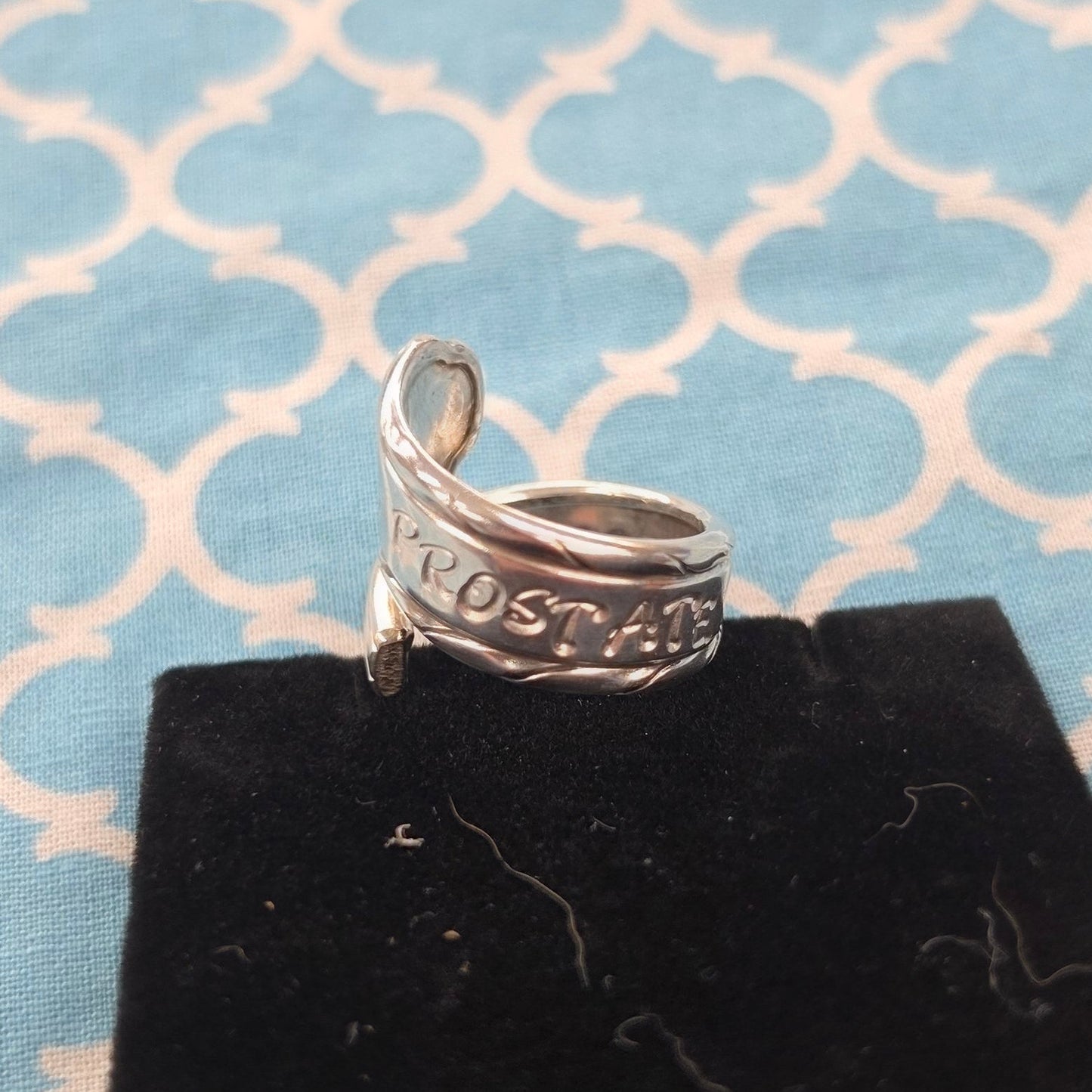 F*^k Prostate Cancer Vintage Silver Plate Spoon Ring
