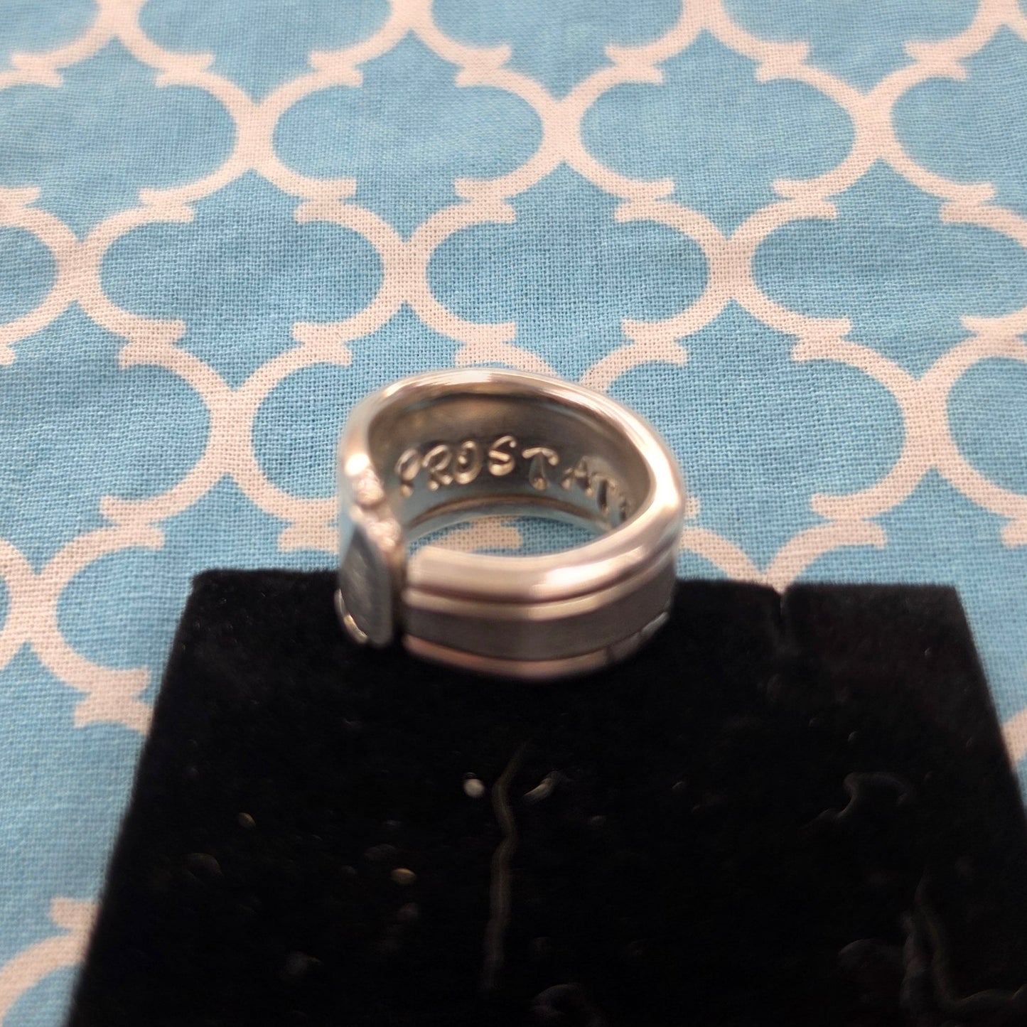 F*^k Prostate Cancer Vintage Silver Plate Spoon Ring