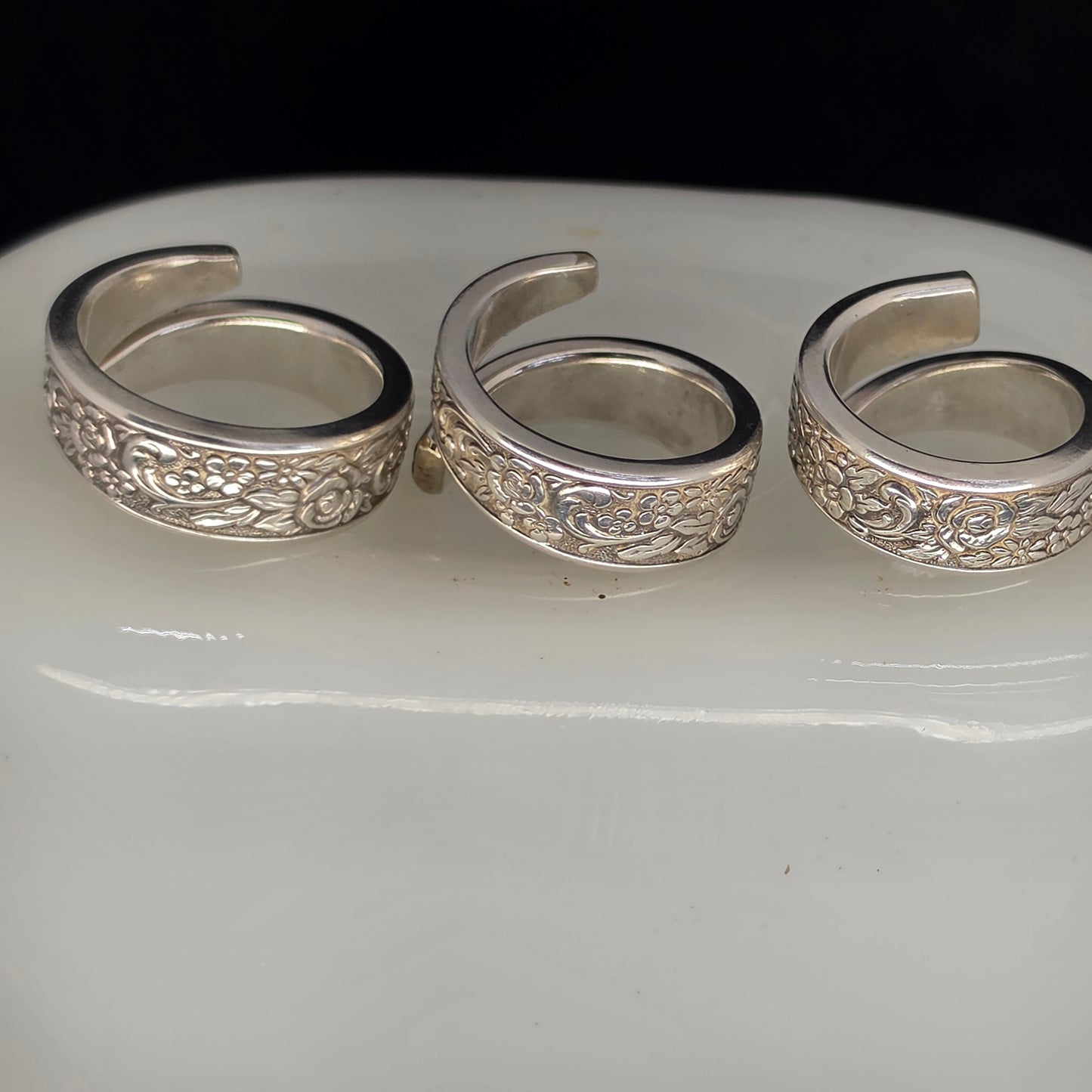One Fork, Two Rings — Vintage Pickle Fork Matched Ring Sets