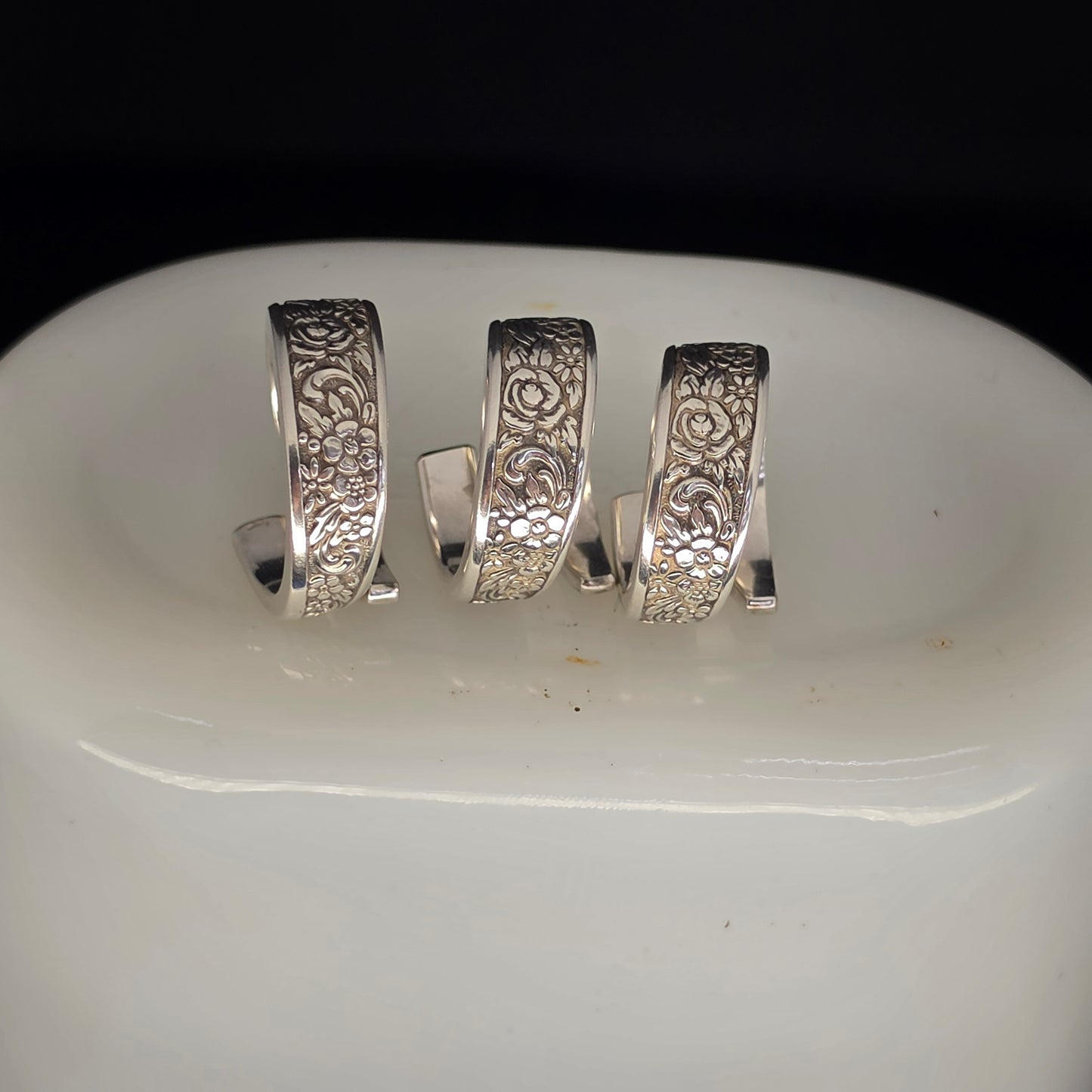 One Fork, Two Rings — Vintage Pickle Fork Matched Ring Sets
