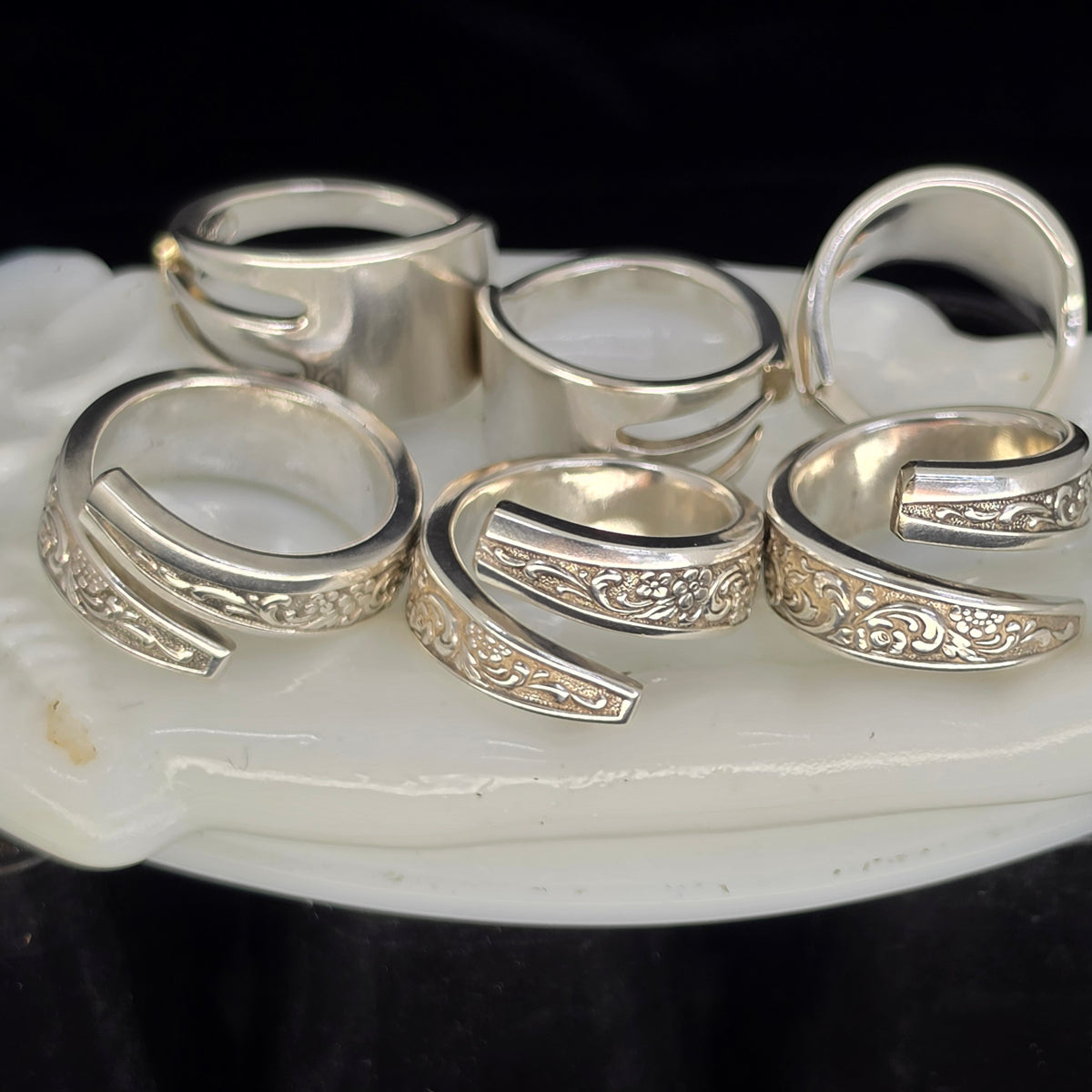 One Fork, Two Rings — Vintage Pickle Fork Matched Ring Sets