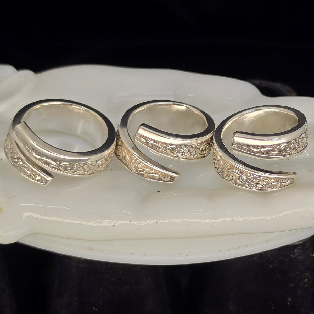 One Fork, Two Rings — Vintage Pickle Fork Matched Ring Sets