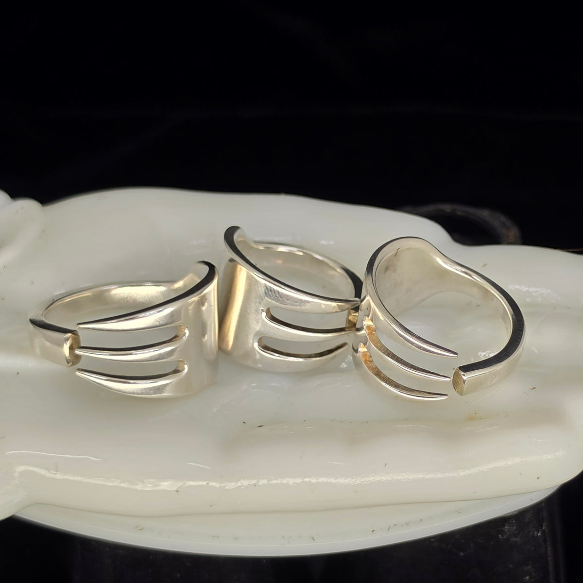 One Fork, Two Rings — Vintage Pickle Fork Matched Ring Sets