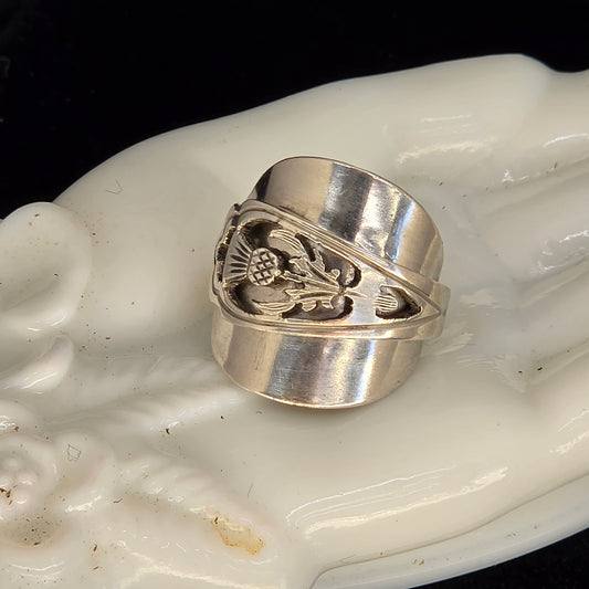 Vintage 1985 Scottish Sterling Silver Spoon Ring – Edinburgh Hallmarked - Size 8