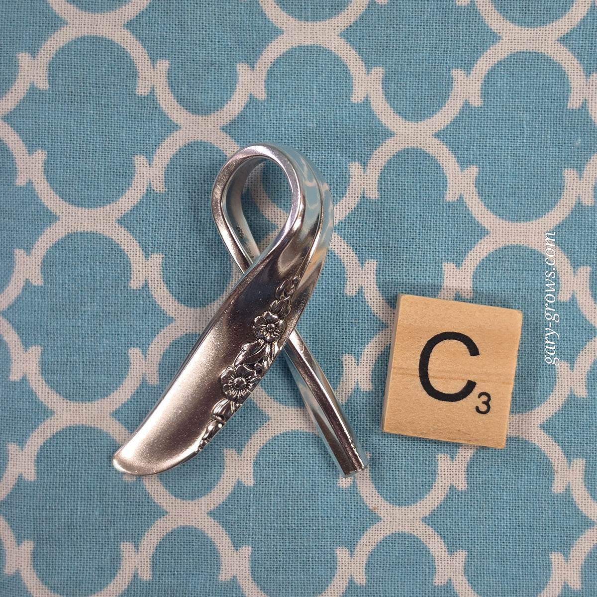 Vintage Silverplate Cancer Awareness Ribbon Pendants