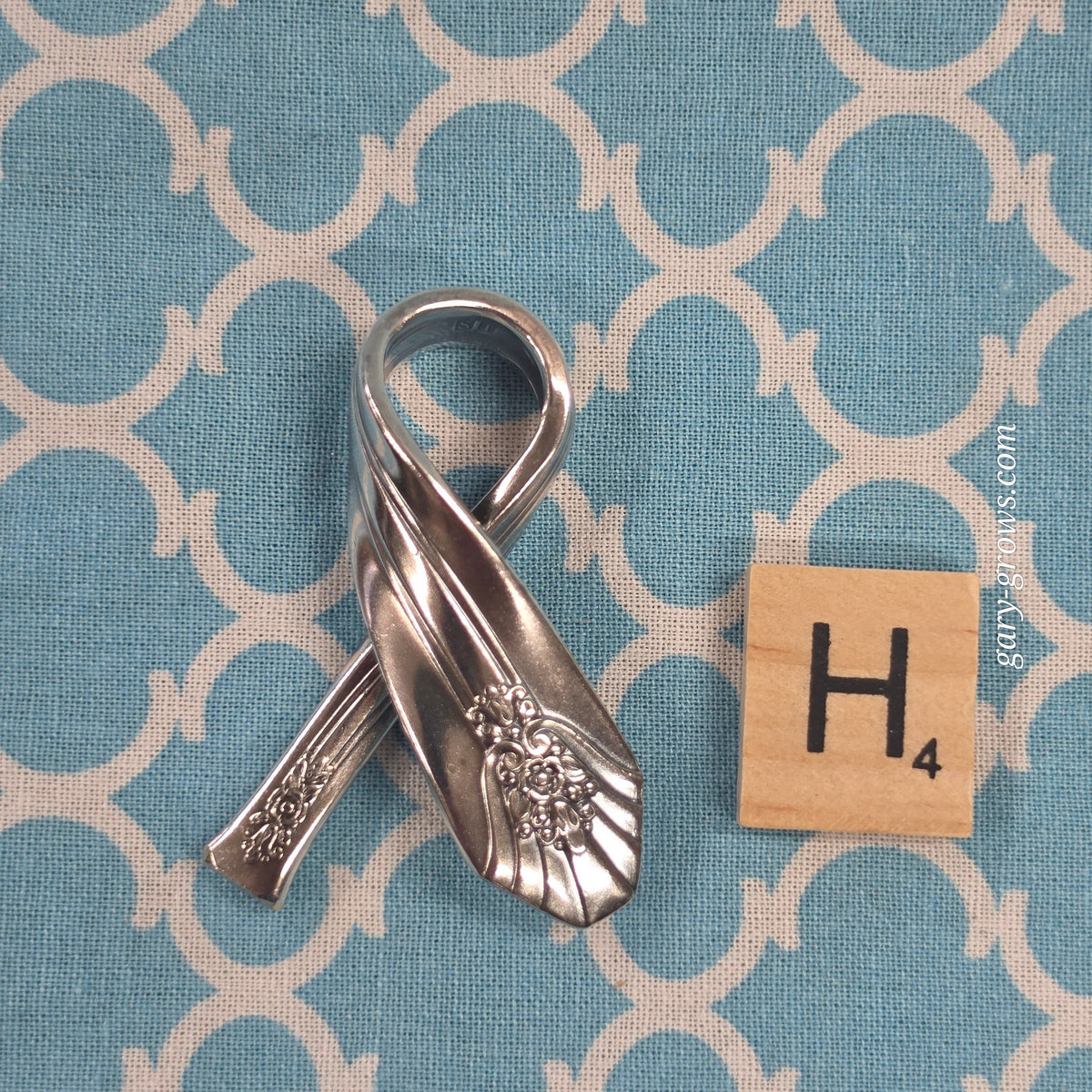 Vintage Silverplate Cancer Awareness Ribbon Pendants