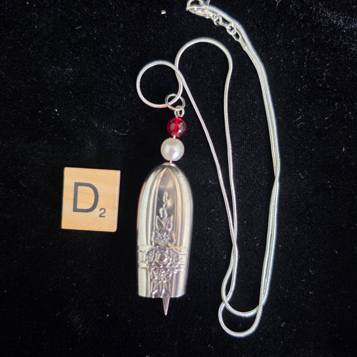 Triumph Fairy Bell, Vintage 1941 Silver Plate Knife Handle Necklace