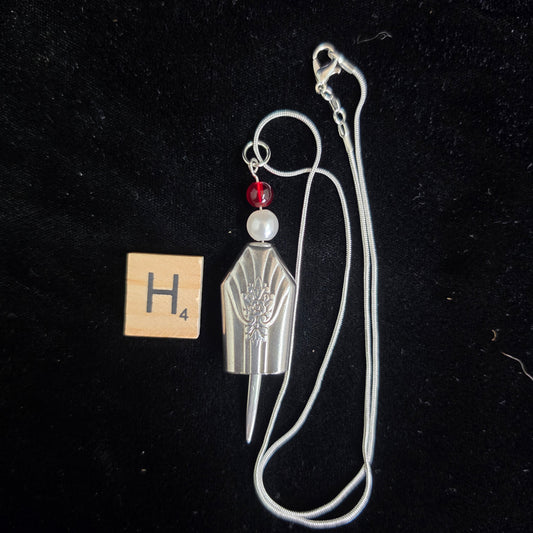 Imperial Fairy Bell, Vintage 1939 Silver Plate Knife Handle Necklace