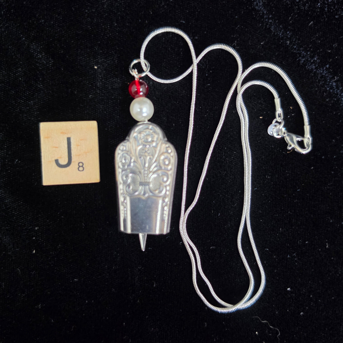 Vintage Silver Plate Knife Handle Fairy Bell Necklace