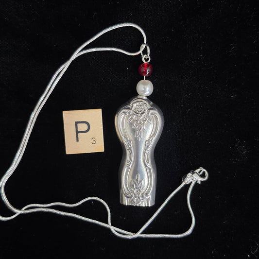 Magnolia Fairy Bell, Vintage 1951 Silver Plate Knife Handle Necklace