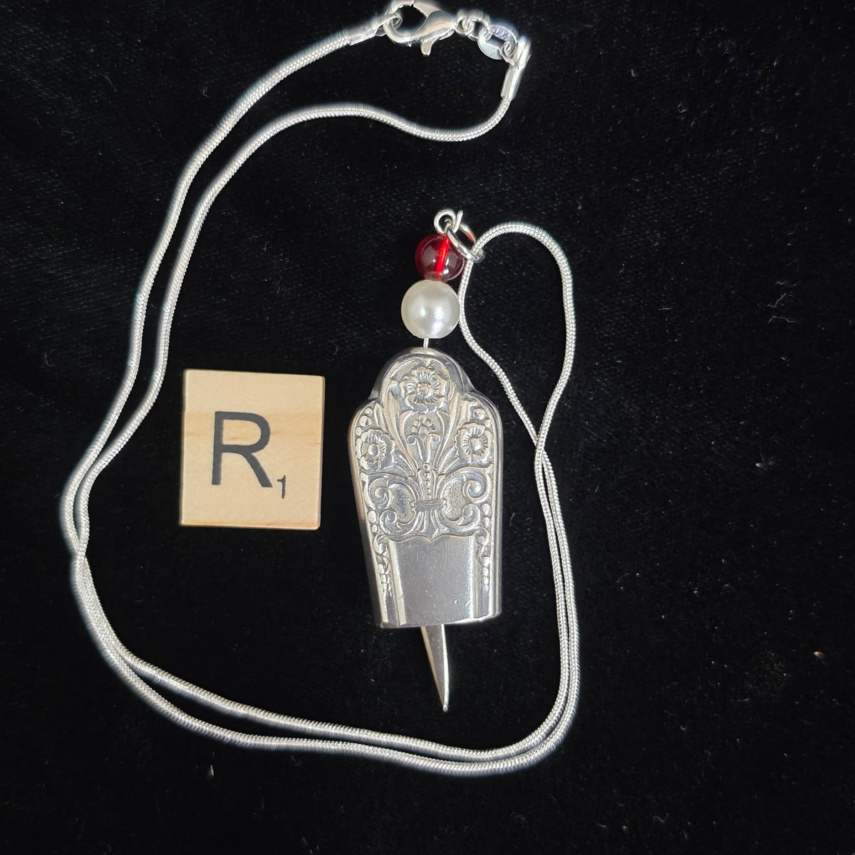Vintage Silver Plate Knife Handle Fairy Bell Necklace