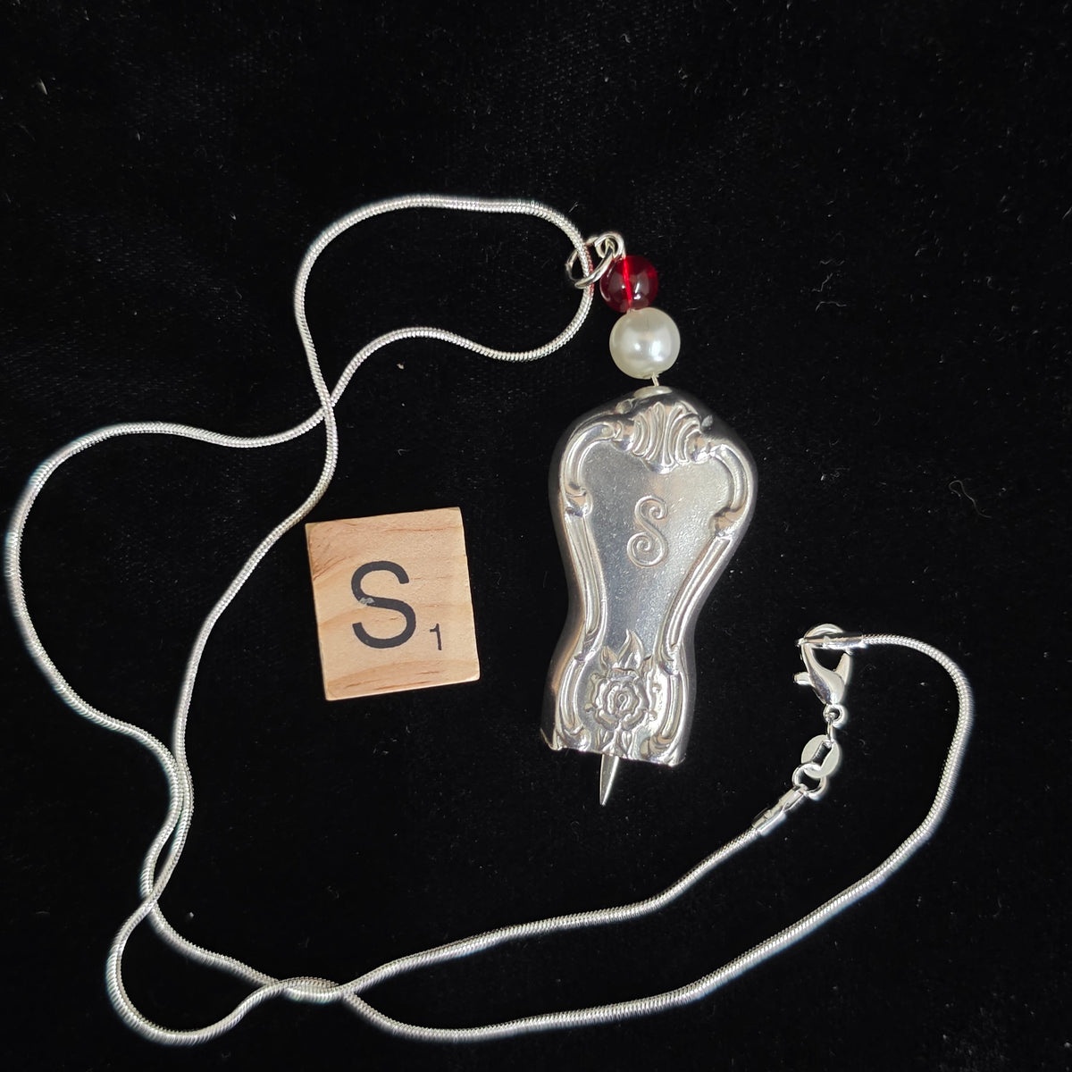 Vintage Silver Plate Knife Handle Fairy Bell Necklace