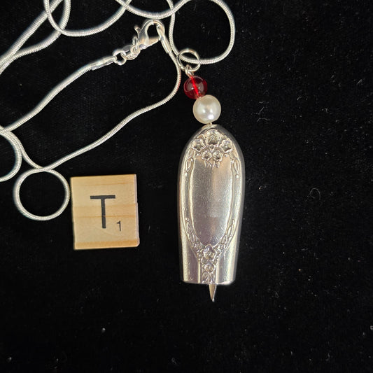 Garland Rapture Fairy Bell, Vintage 1937 Silver Plate Knife Handle Necklace