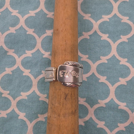 F*^k Prostate Cancer Vintage Silver Plate Spoon Ring