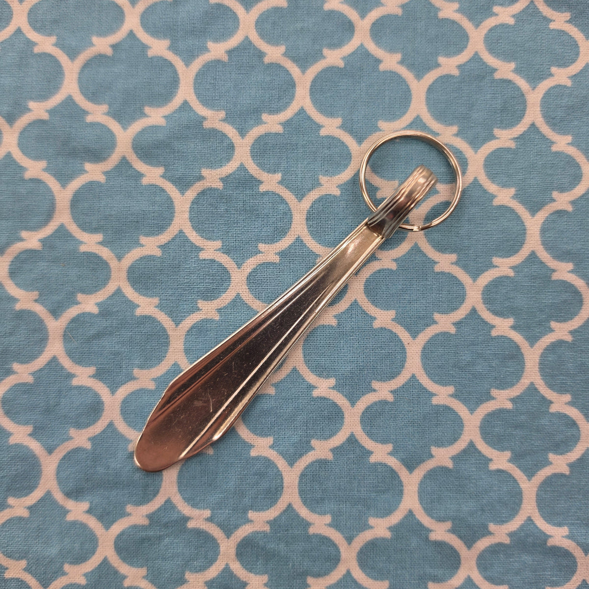 Roberta Pattern Silver Plated Keychain