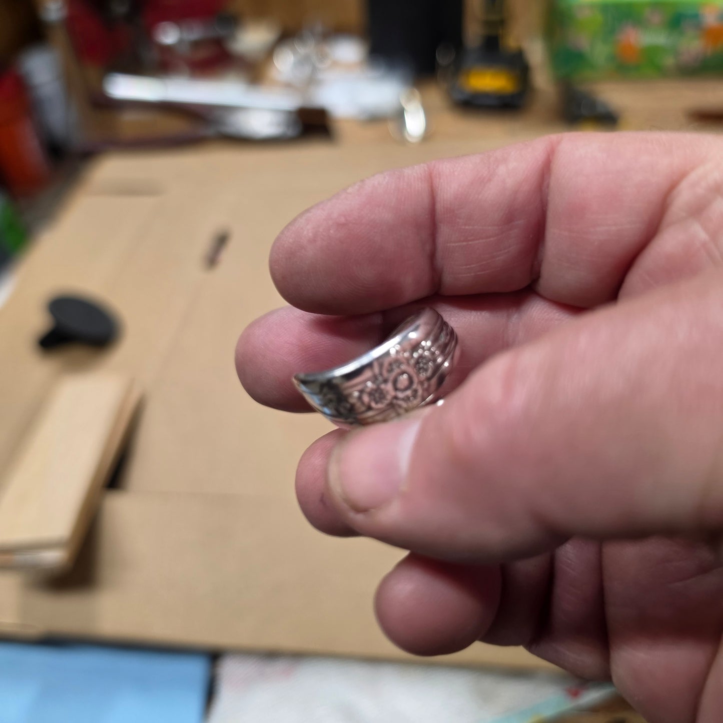 Triumph Pattern Spiral Spoon Ring - Size 11