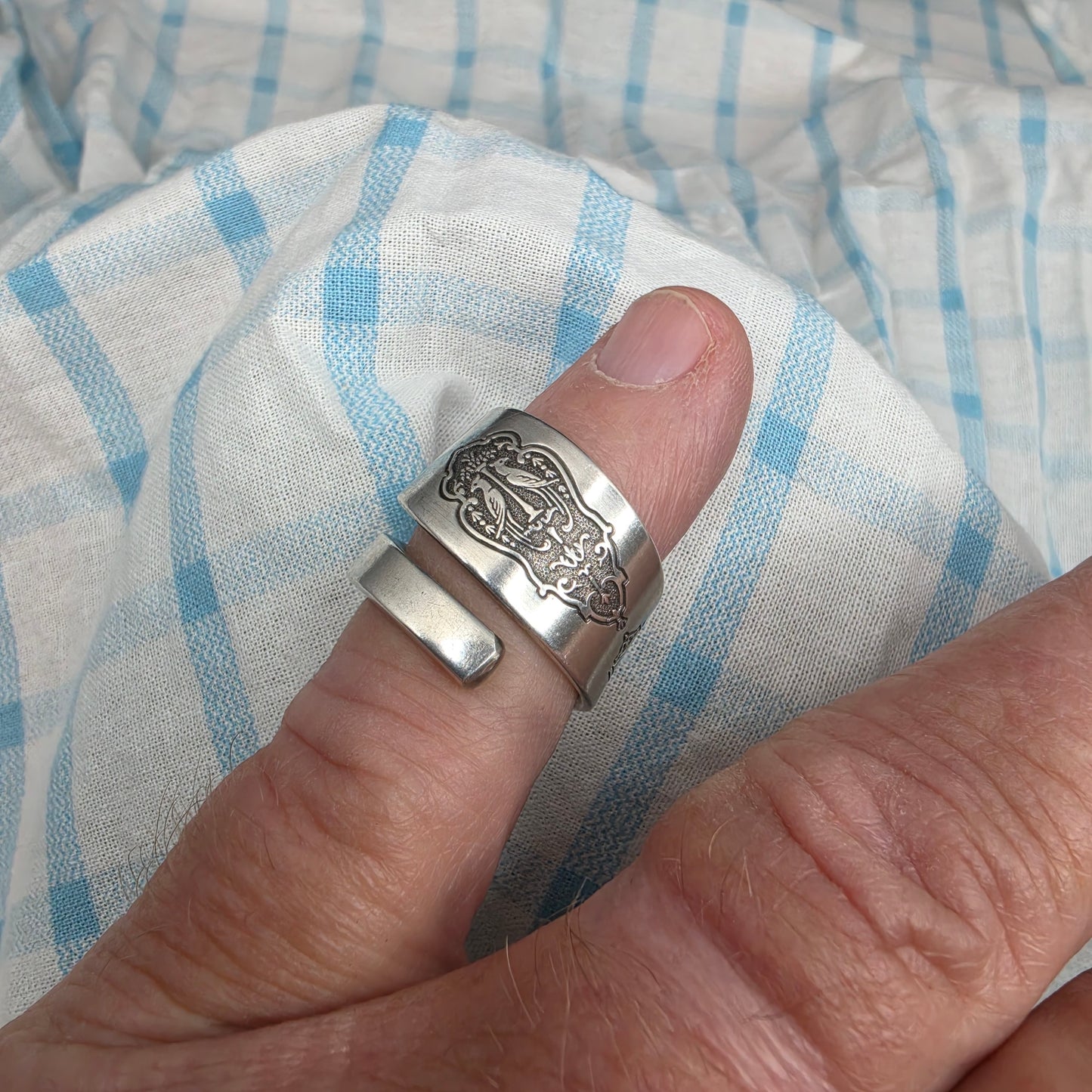Bird of Paradise Pattern Spiral Spoon ring - Size 7