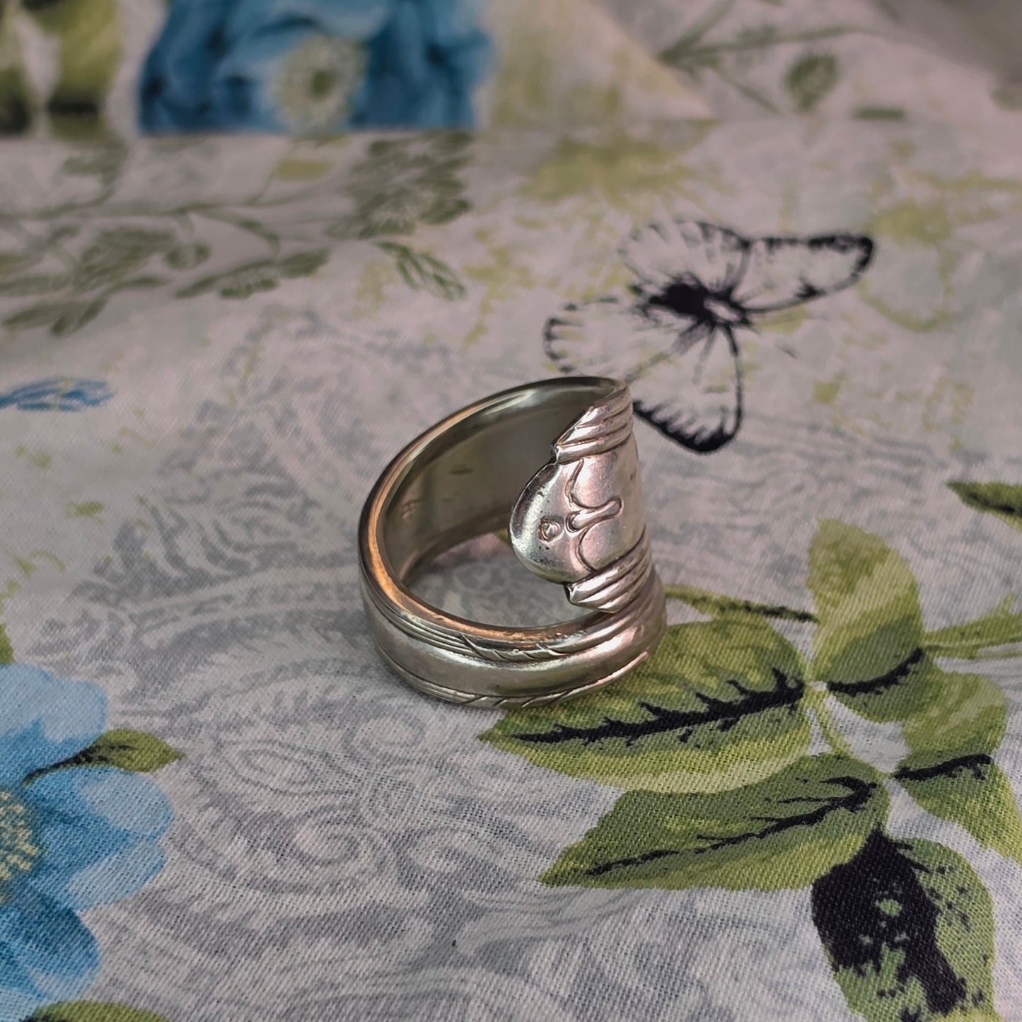 Vintage Silver Plate Spiral Spoon ring - Size 11.5