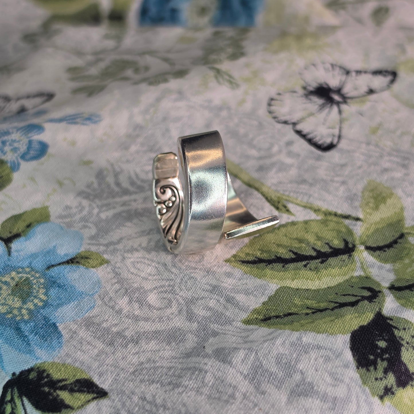 Vintage Silver Plate Spiral Spoon ring - Size 10