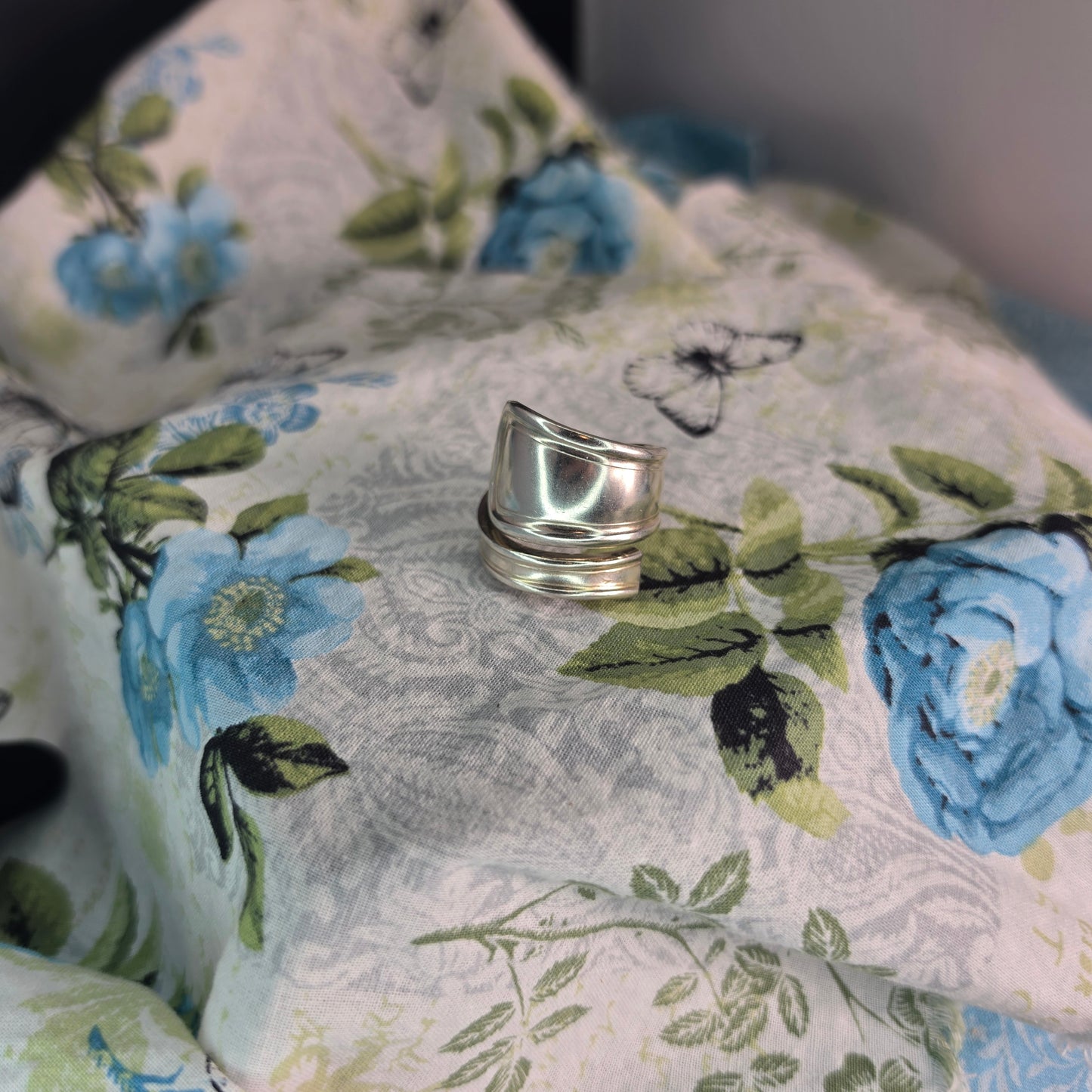 Vintage Silver Plate Spiral Spoon ring - Size 13
