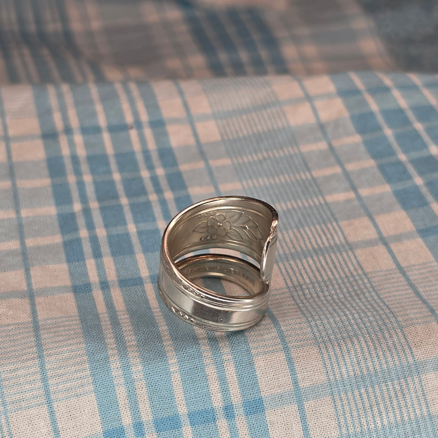 Vintage Silver Plate Pattern Spiral Spoon ring - Size 11