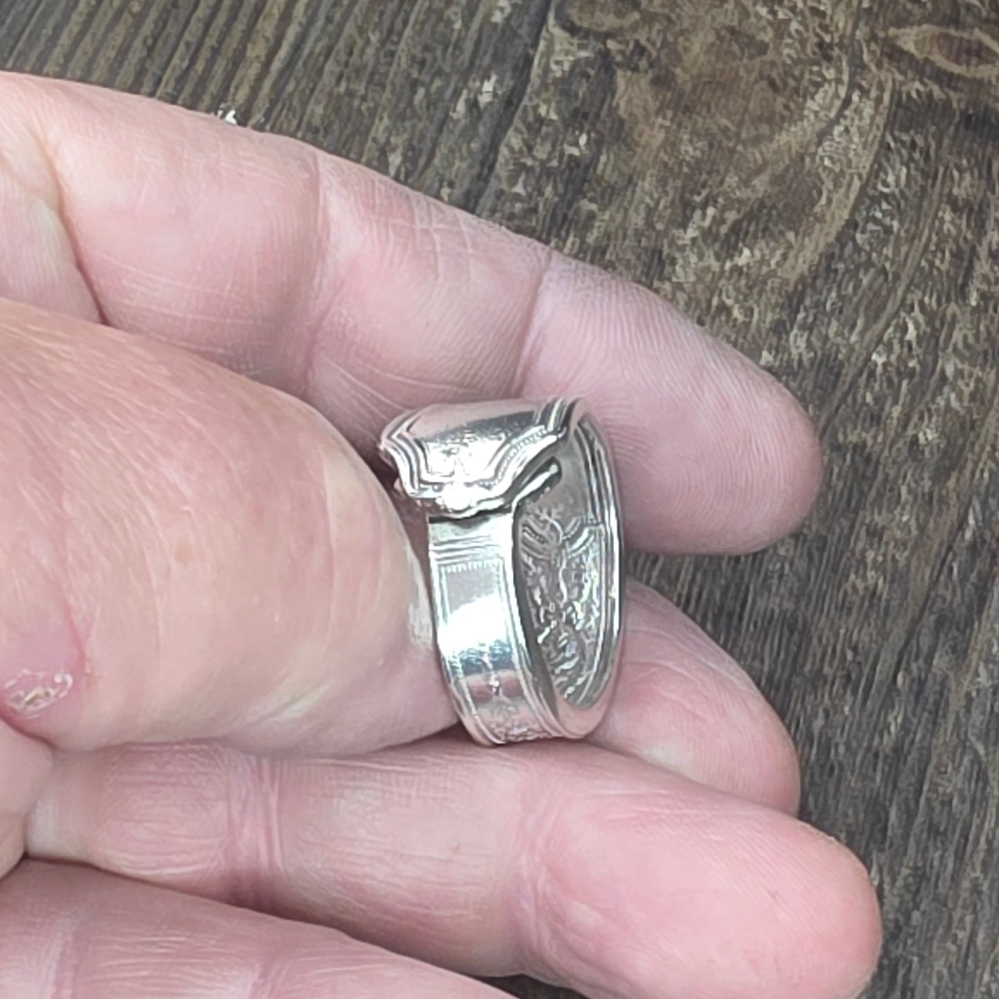 Ancestry Pattern Silver Plate Wrap Ring - Size 10.5