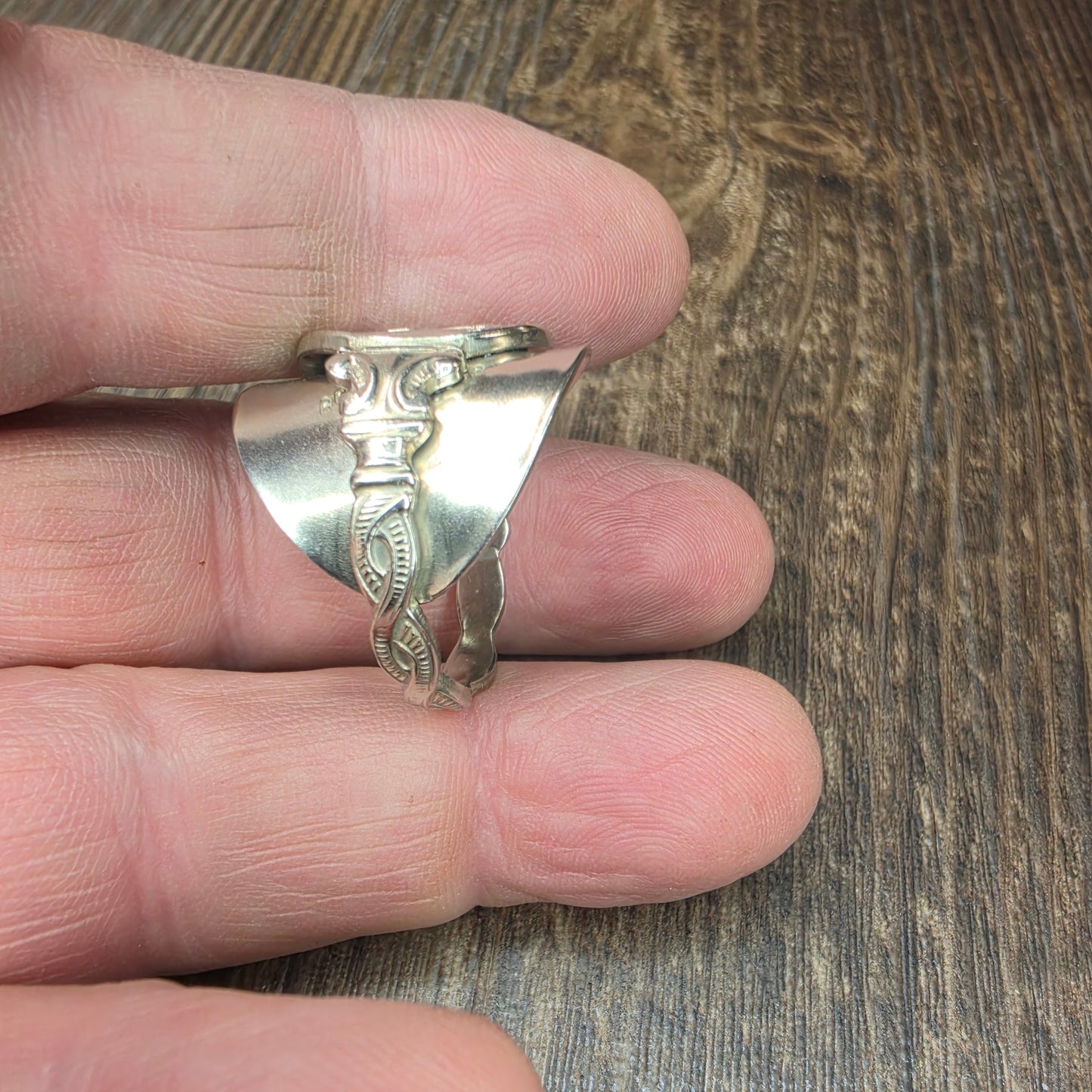 Moon Landing Commemorative Silver Plate Shield Ring - Size 14