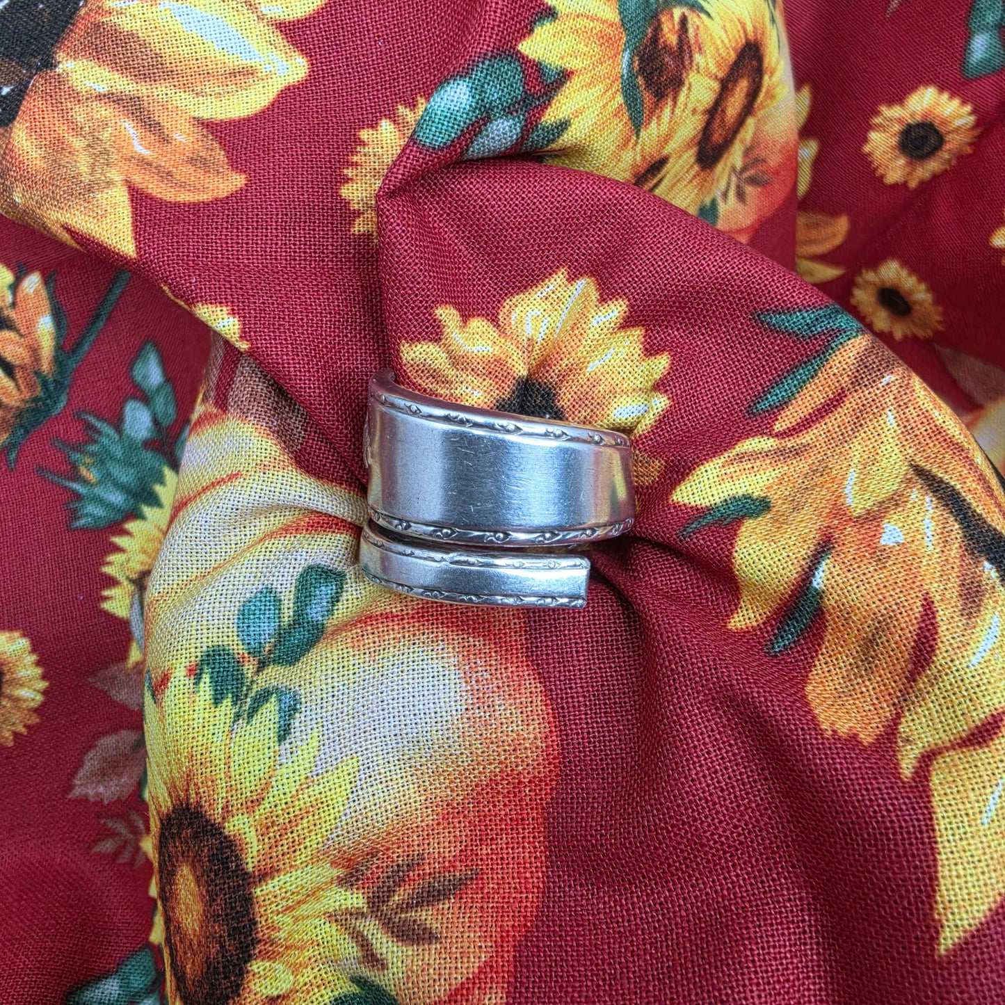Bordeaux Pattern (1945) Spoon Spiral ring - Size 9