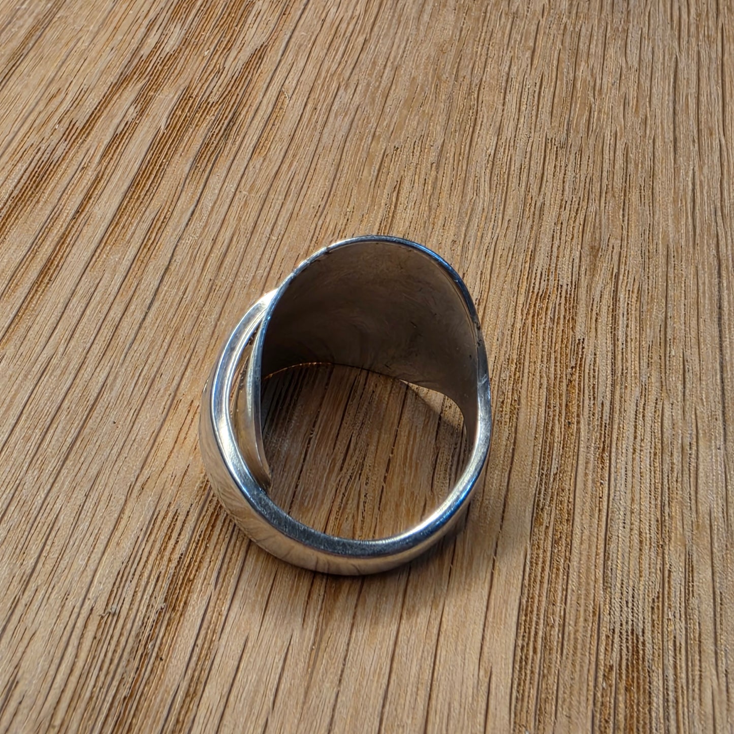 Lilac Time Pattern Silver Plate Shield Ring - Size 11