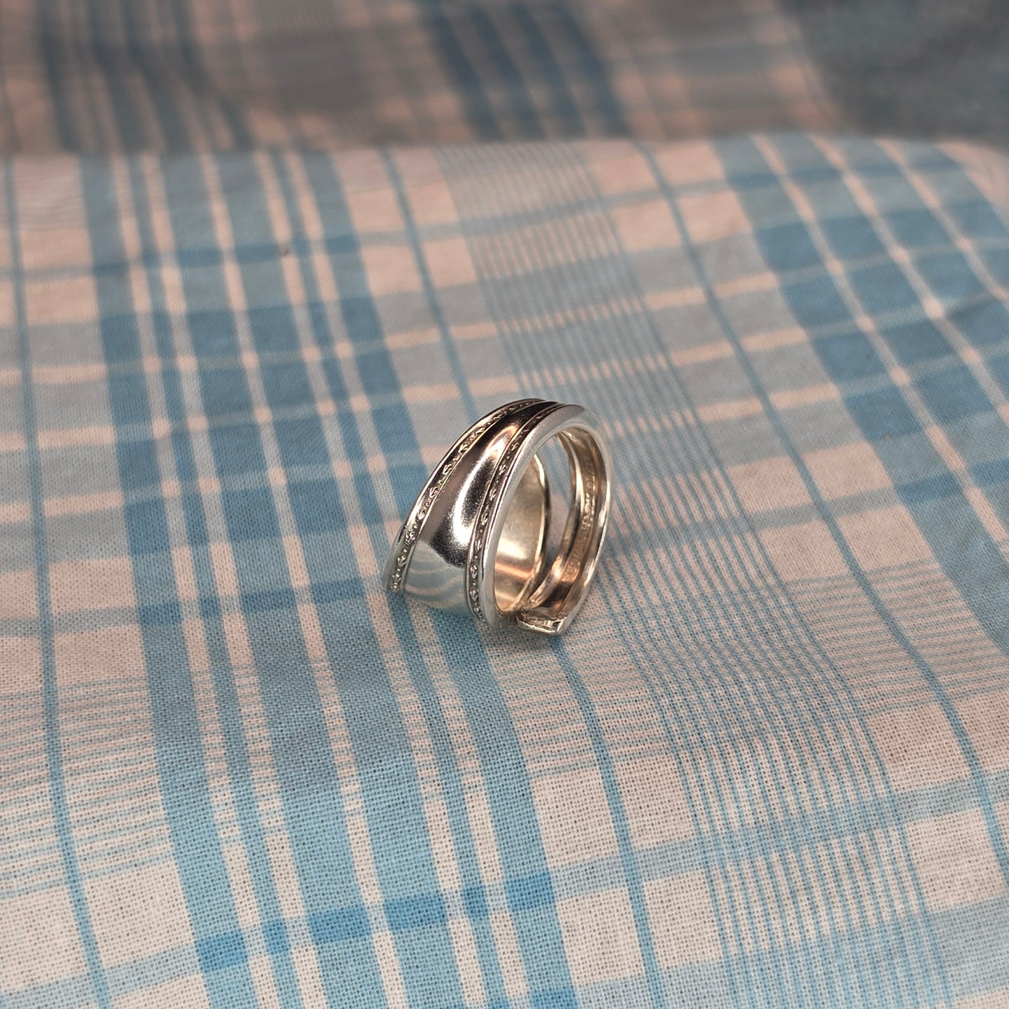 Vintage Silver Plate Pattern Spiral Spoon ring - Size 8.5