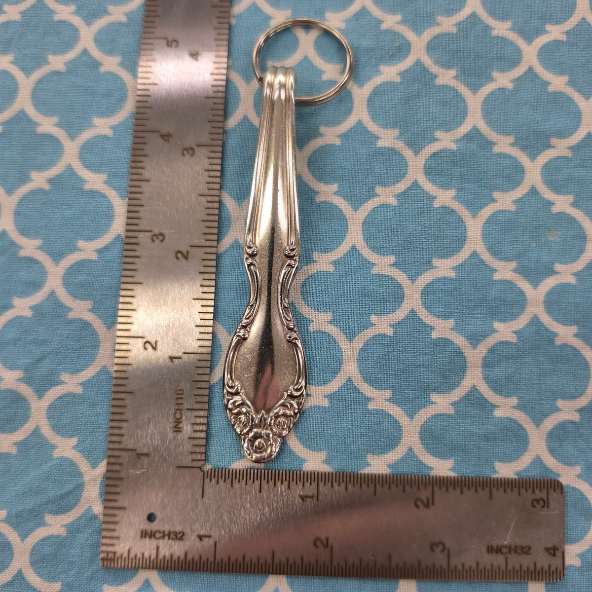 Lady Densmore Pattern Silver Plated Keychain