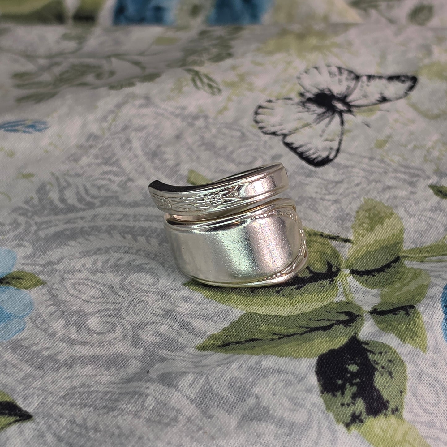 Vintage Silver Plate Spiral Spoon ring - Size 9