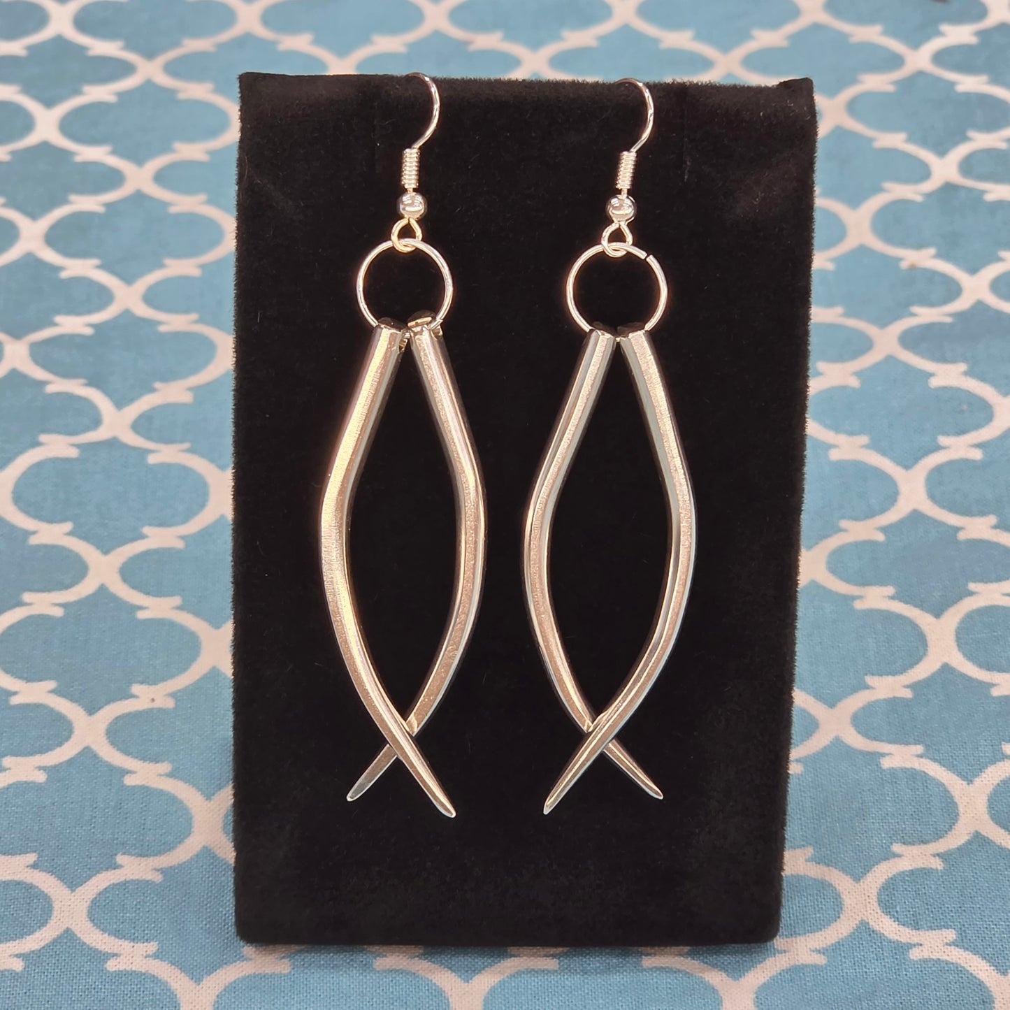 Fork Tine Silver Plate Earrings