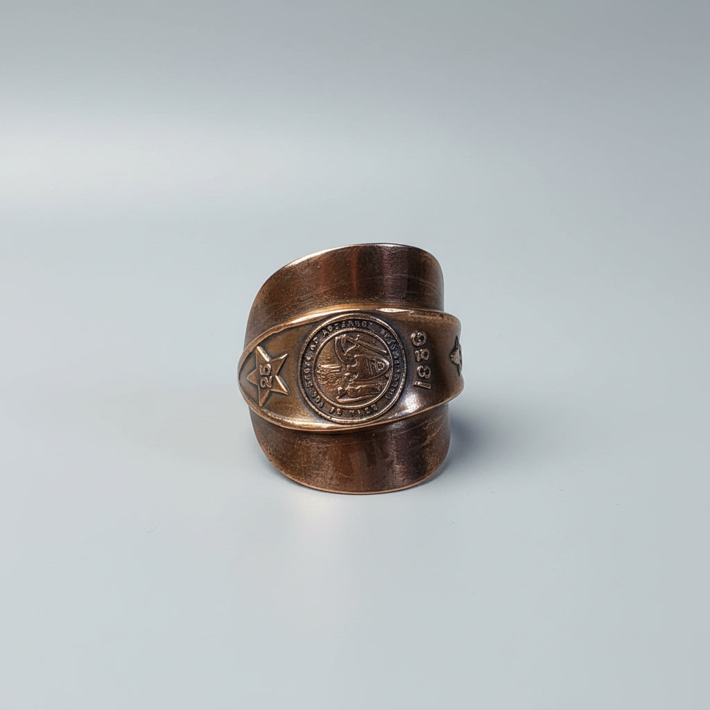 Arkansas Commemorative Solid Copper Shield Ring - Size 10.5
