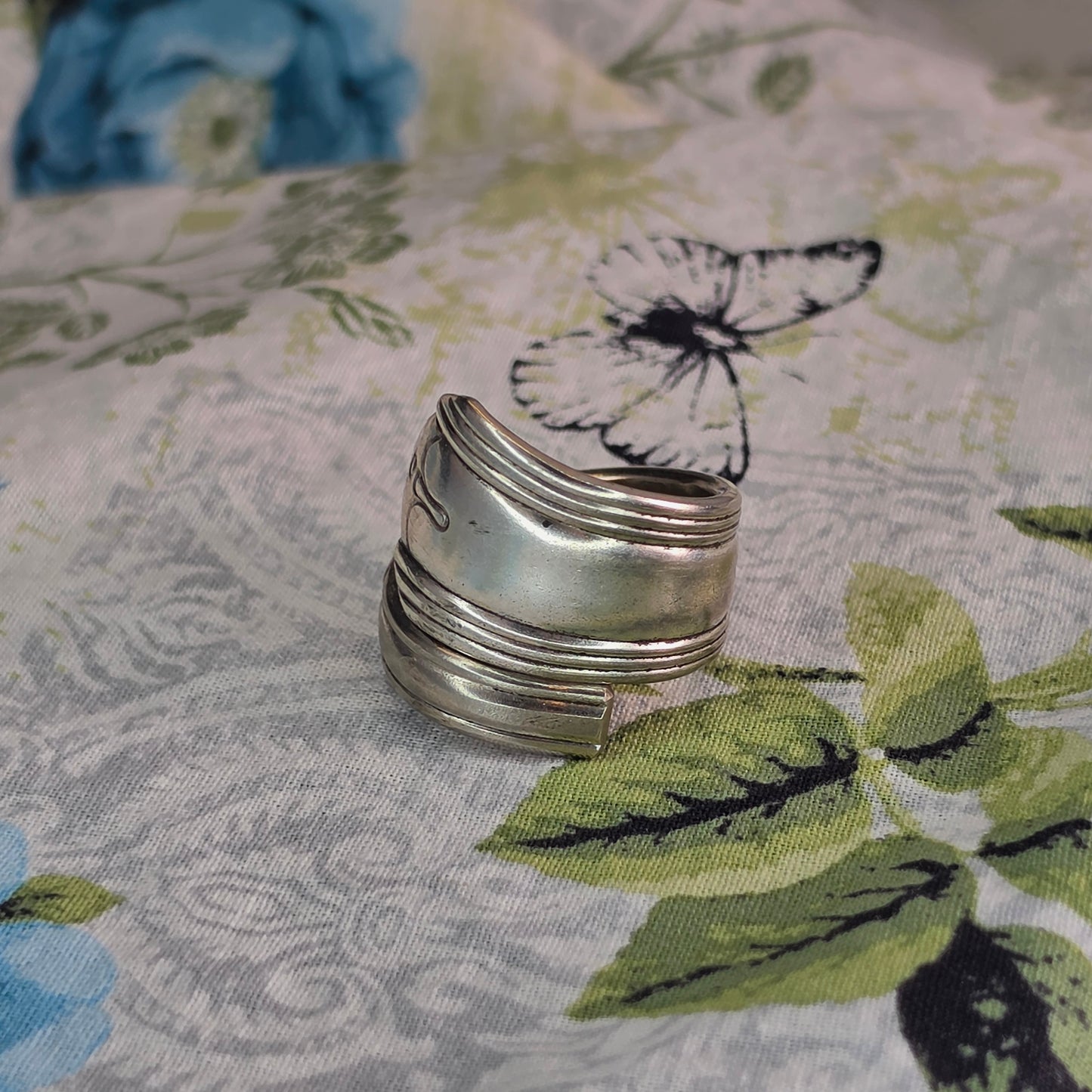 Vintage Silver Plate Spiral Spoon ring - Size 11.5