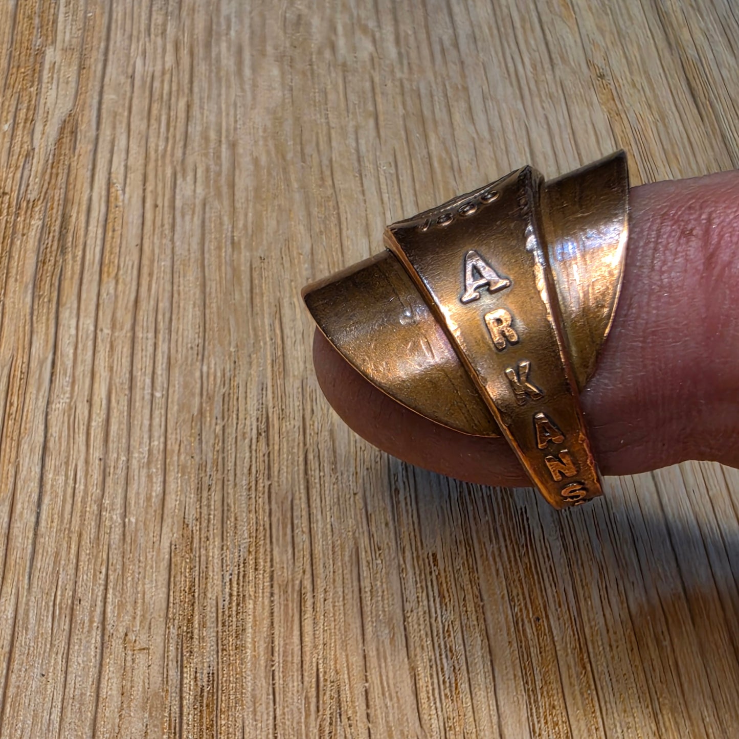 Arkansas Commemorative Solid Copper Shield Ring - Size 10.5