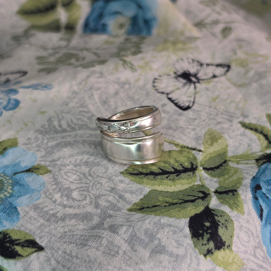 Vintage Silver Plate Pattern Spiral Spoon ring - Size 10