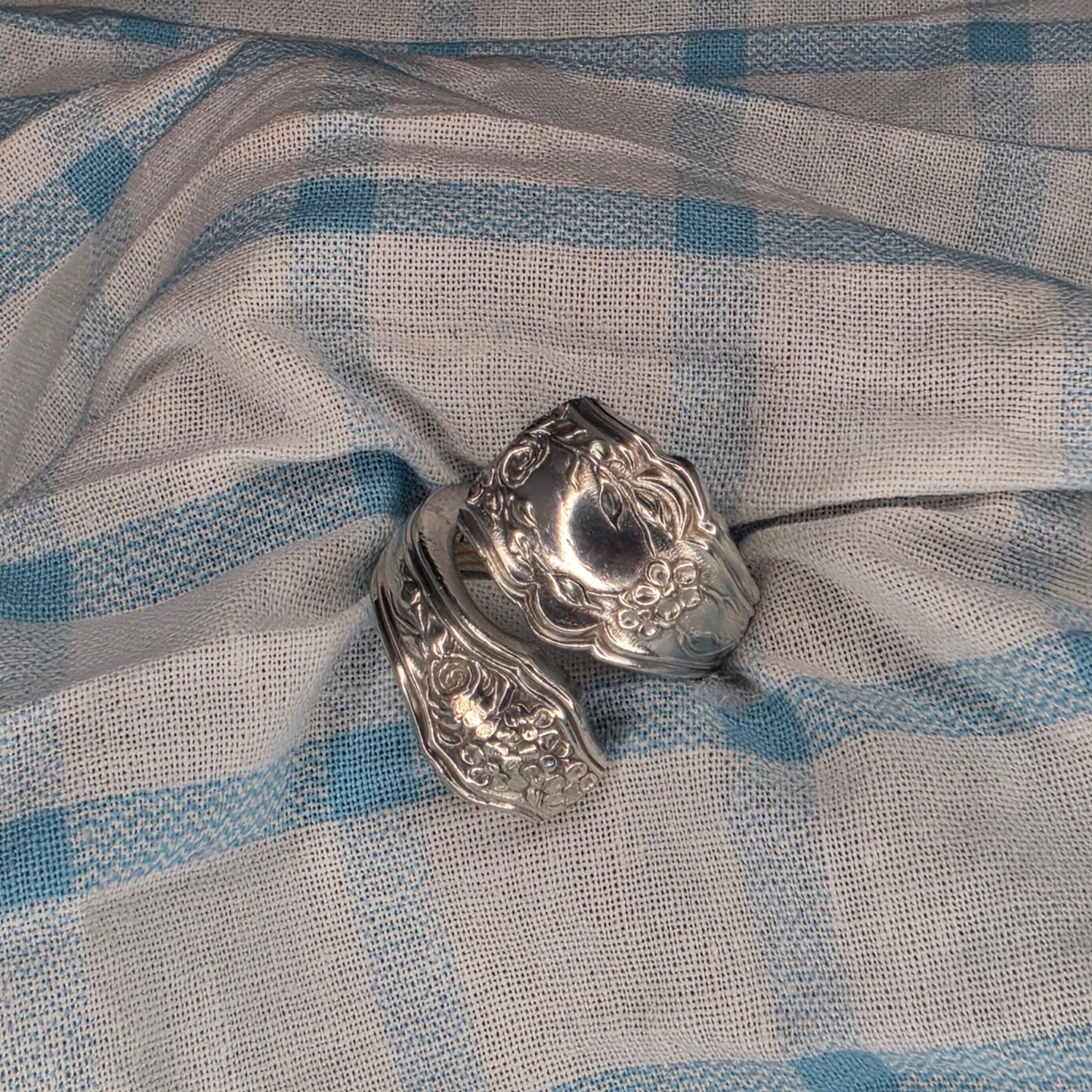Silver Plate Spiral Spoon Ring - Size 5