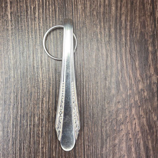 Roberta Pattern Silver Plated Keychain