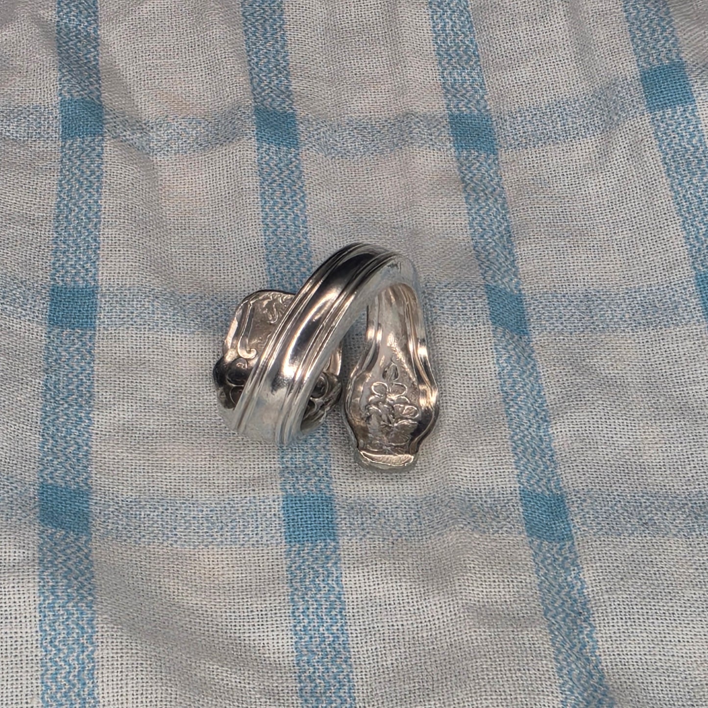 Silver Plate Spiral Spoon Ring - Size 6