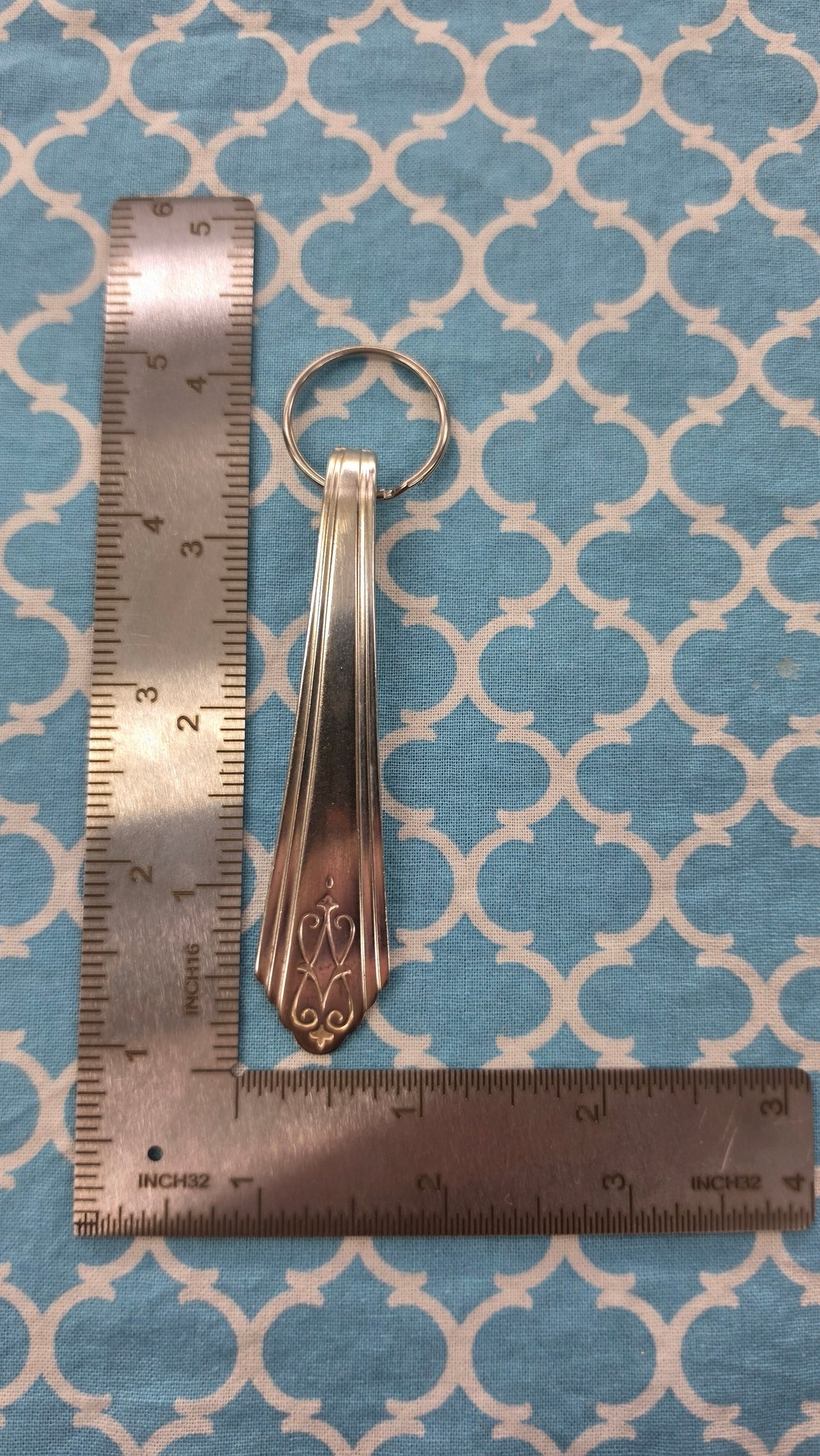 Drexel Pattern Silver Plated Keychain