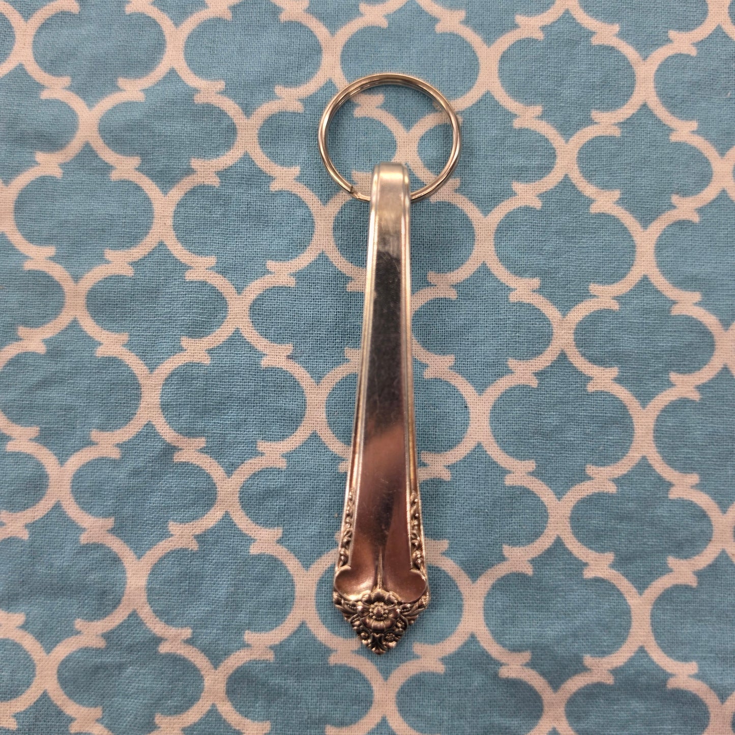 Starlight Pattern Silver Plated Keychain